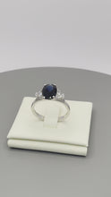 Load and play video in Gallery viewer, 9ct WHITE GOLD SAPHIRE AND DIAMOND RING
