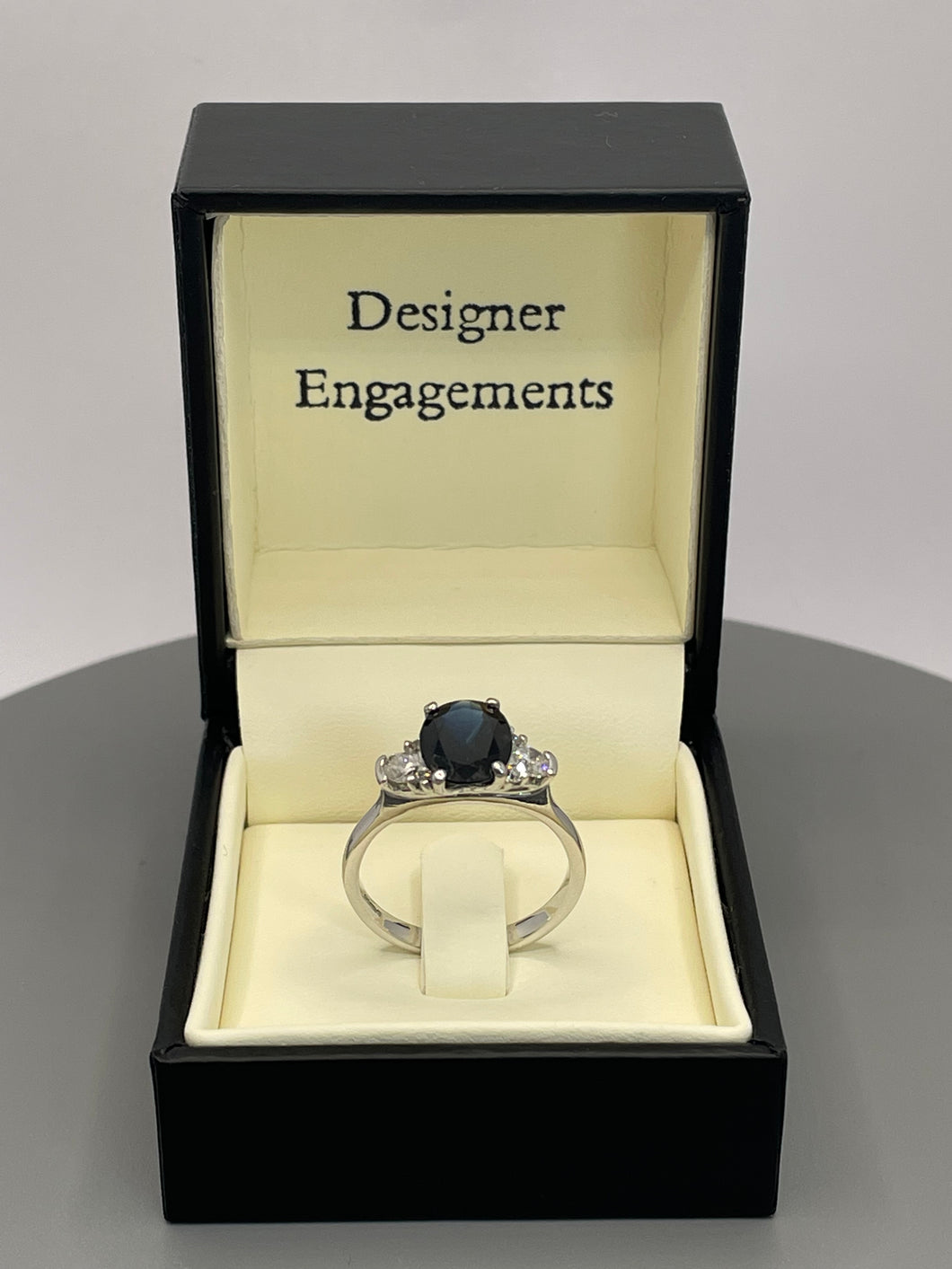 9ct WHITE GOLD SAPHIRE AND DIAMOND RING