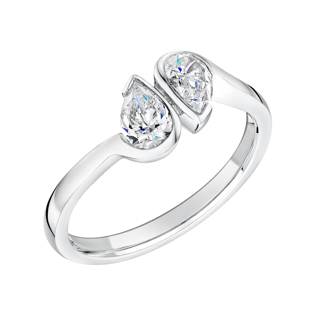 18ct WHITE GOLD 0.50ct PEAR DIAMOND SET ENGAGEMENT BAND
