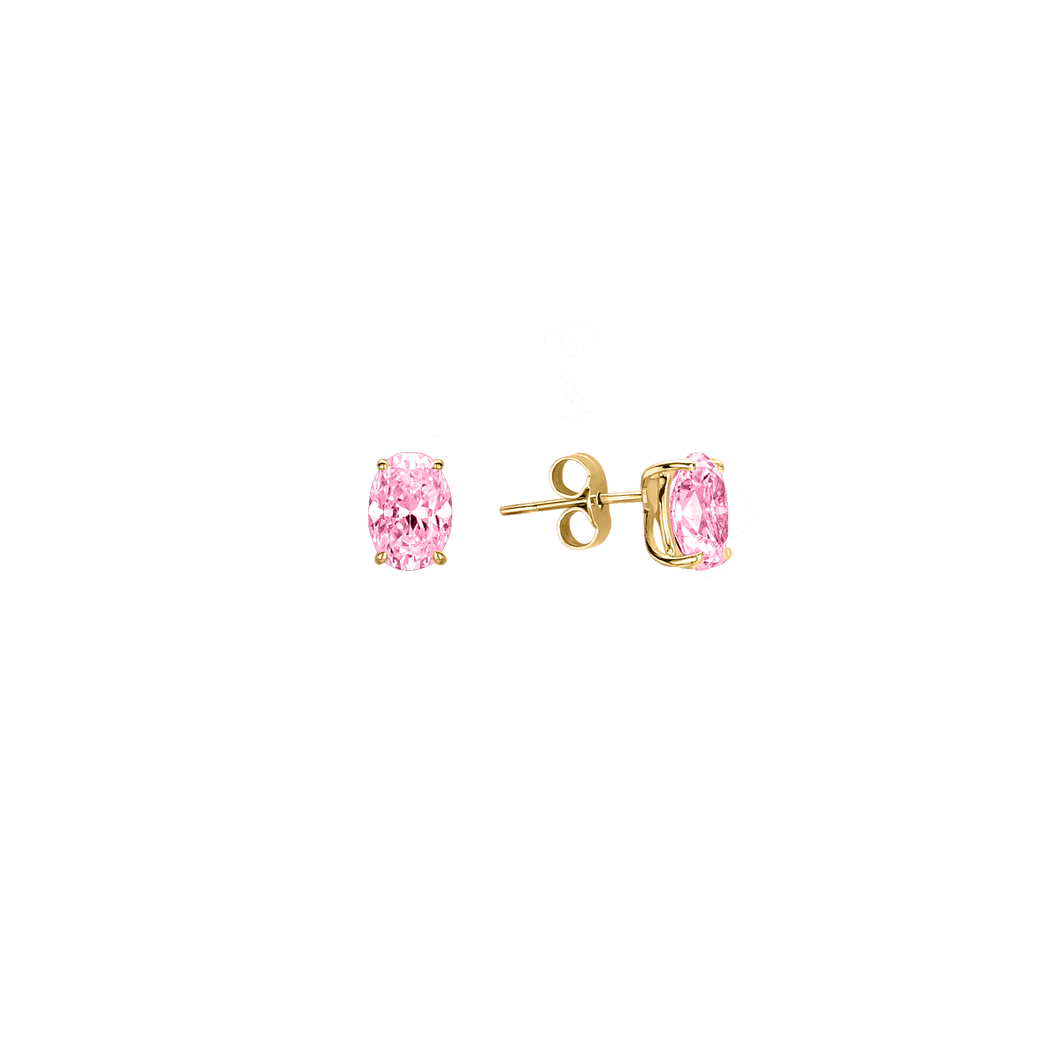 18ct YELLOW GOLD 0.94ct OVAL CUT PINK SAPPHIRE EARRINGS