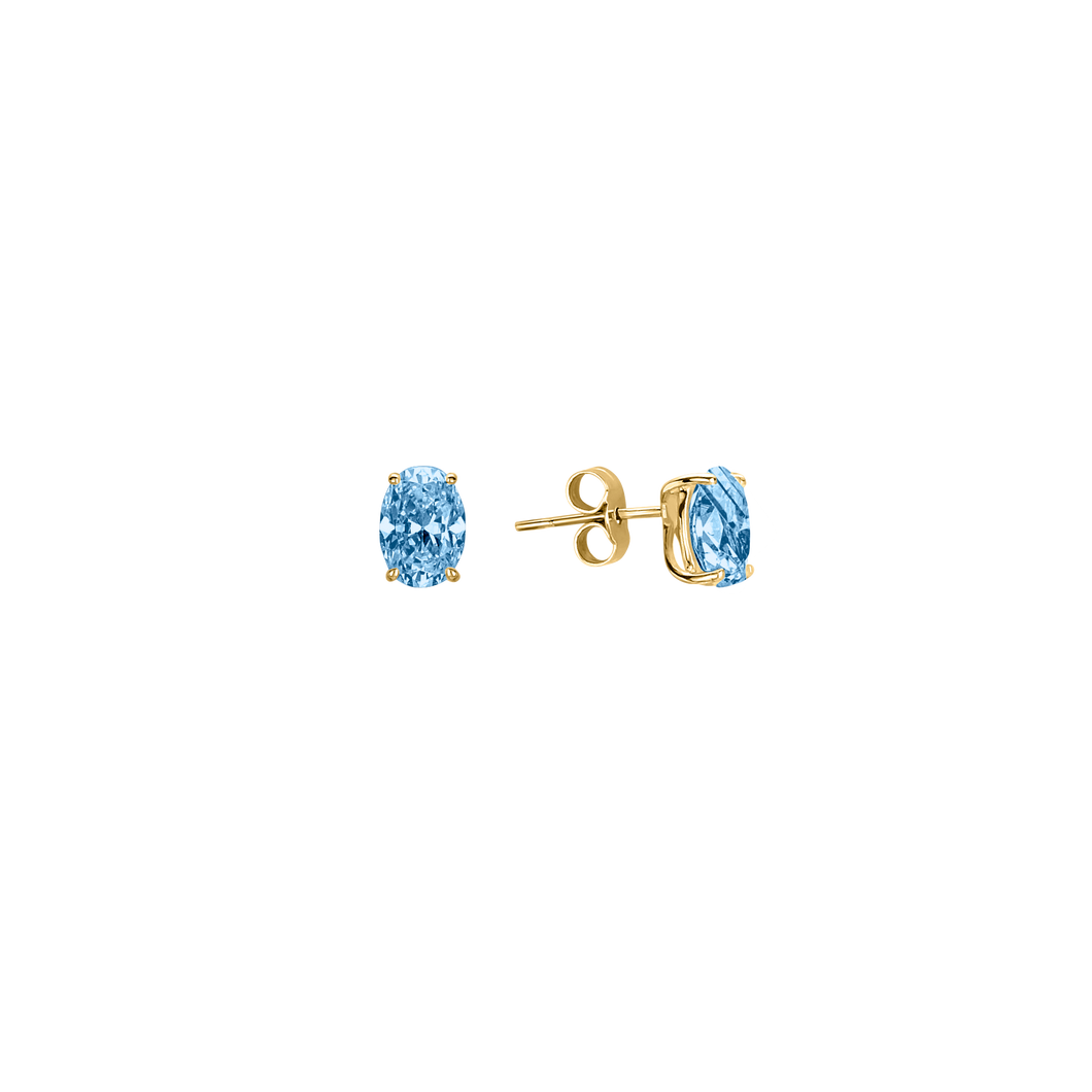 18ct YELLOW GOLD 0.98ct OVAL CUT AQUAMARINE EARRINGS