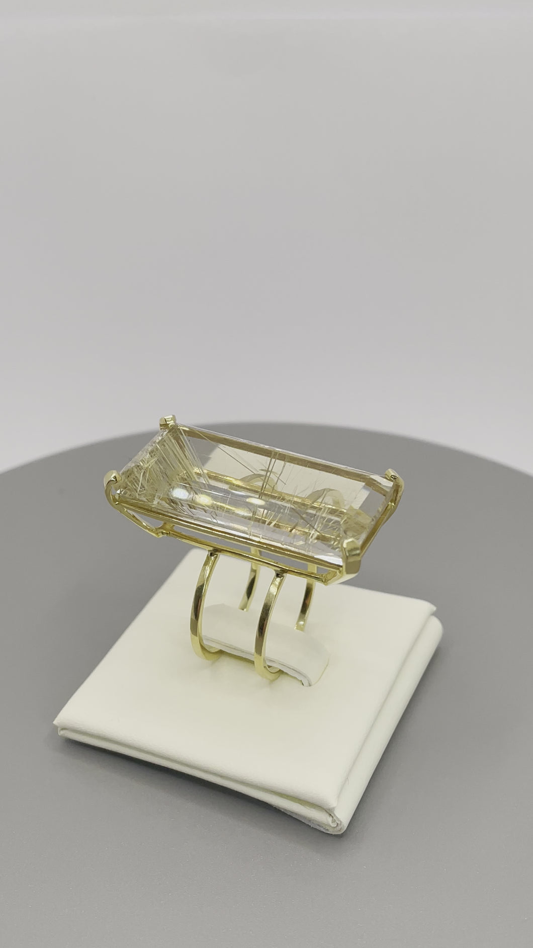 18ct YELLOW GOLD RUTILATED QUARTZ DRESS RING