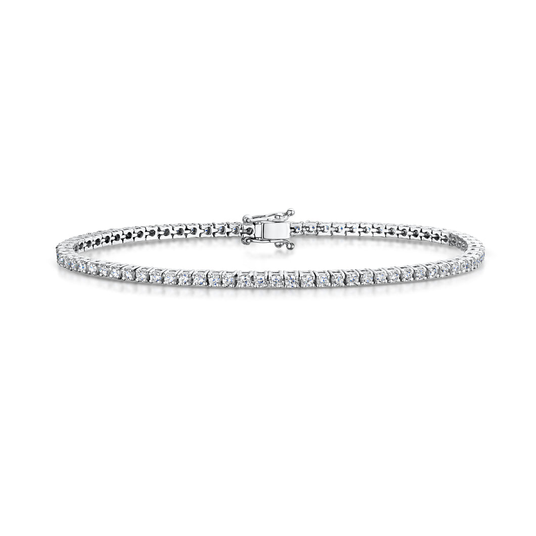 18ct WHITE GOLD 2.25ct ROUND CUT DIAMOND TENNIS BRACELET