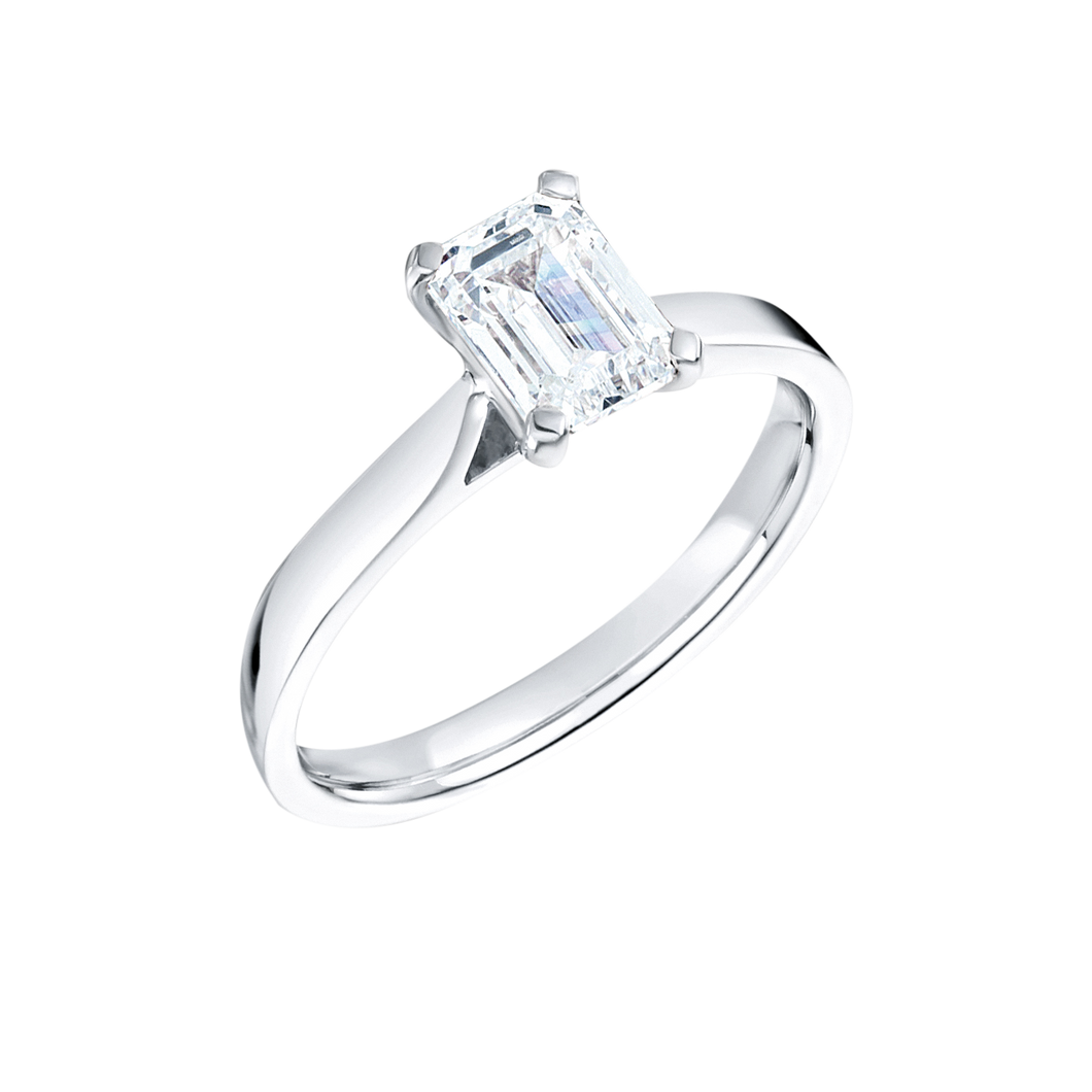 PLATINUM 0.40ct EMERALD CUT DIAMOND