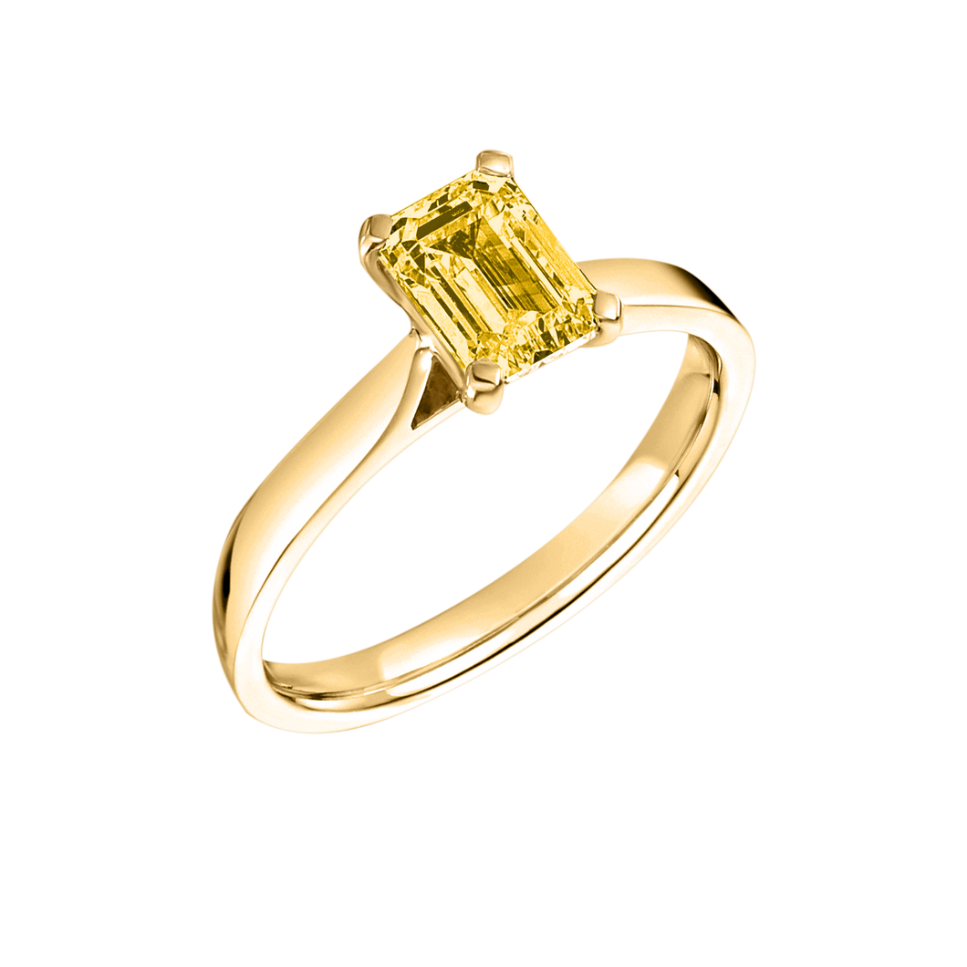 18ct YELLOW GOLD 0.50ct YELLOW EMERALD CUT DIAMOND