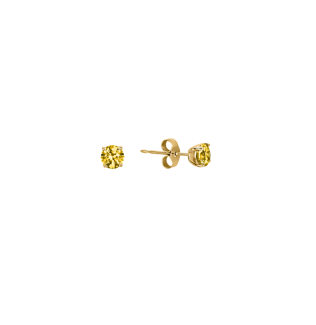 18ct YELLOW GOLD YELLOW ROUND CUT DIAMOND EARRINGS